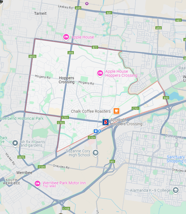 Hoppers Crossing map area