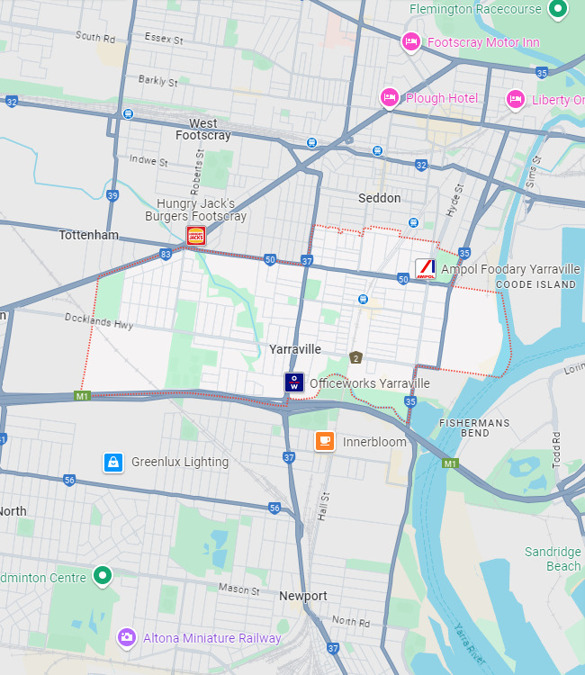 Yarraville map area